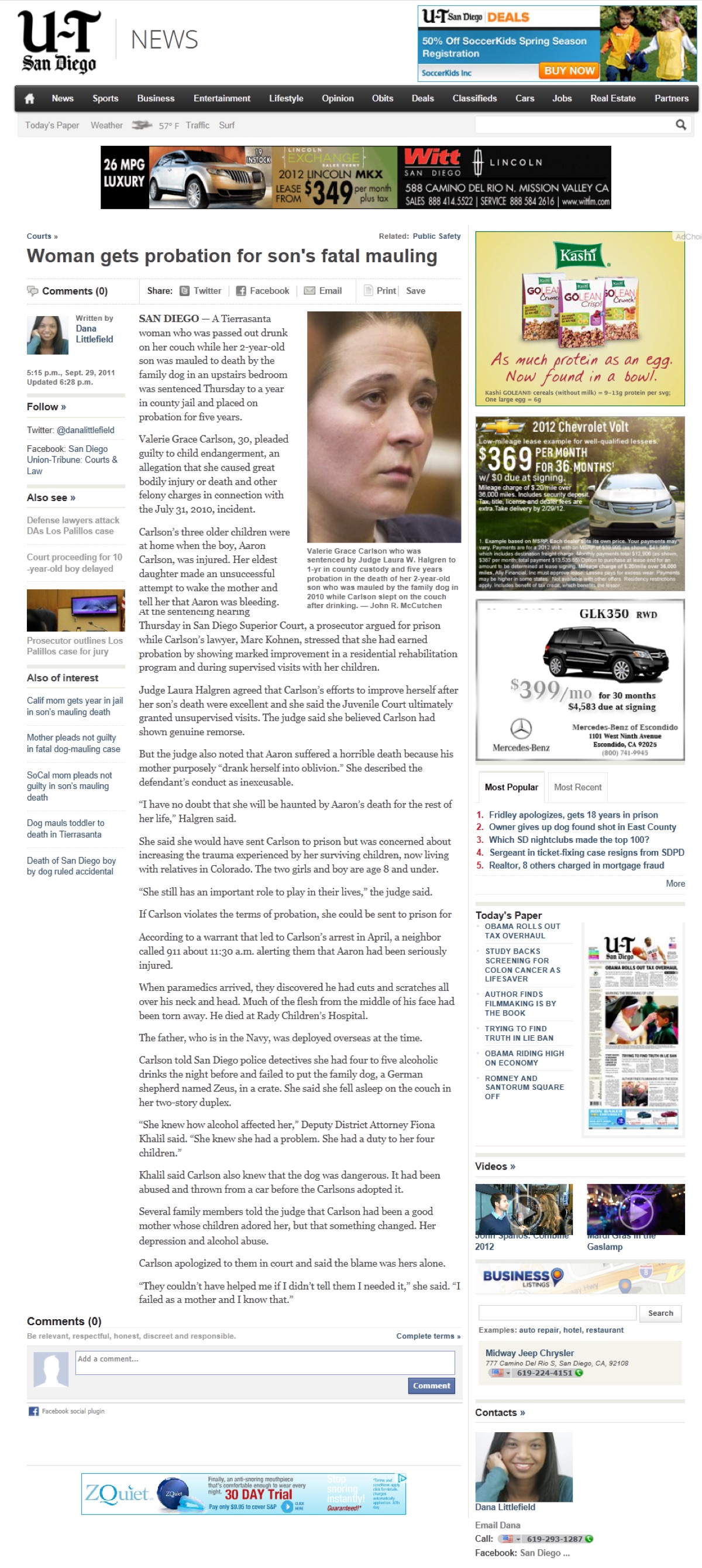 San Diego Union-Tribune: Union-Tribune on the fatal dog-mauling defense