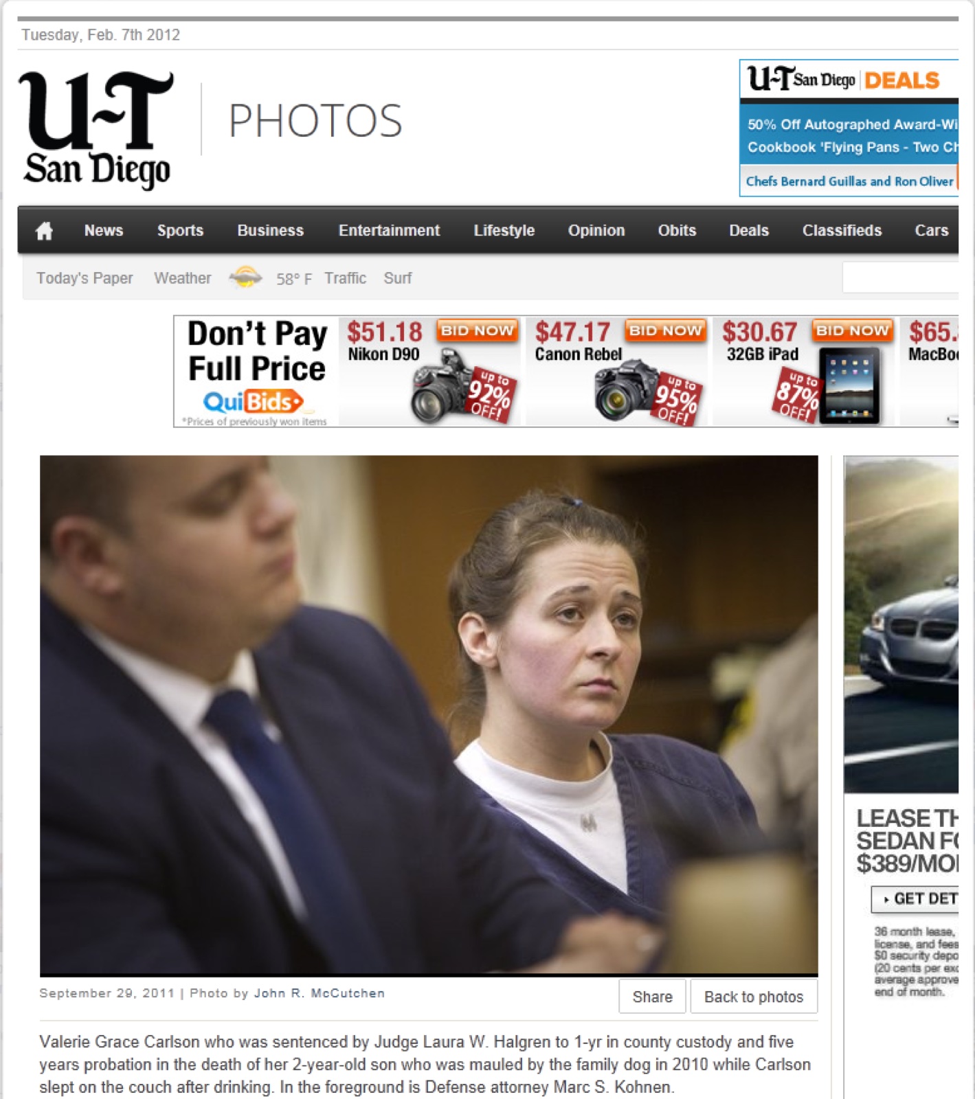 In court — Union-Tribune photo — San Diego criminal defense attorney Marc Kohnen