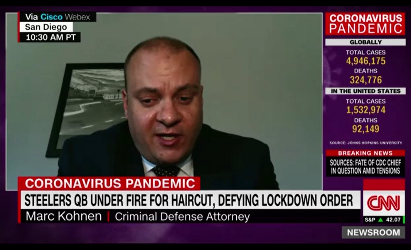 San Diego criminal defense lawyer Marc Kohnen interviewed live on CNN Newsroom