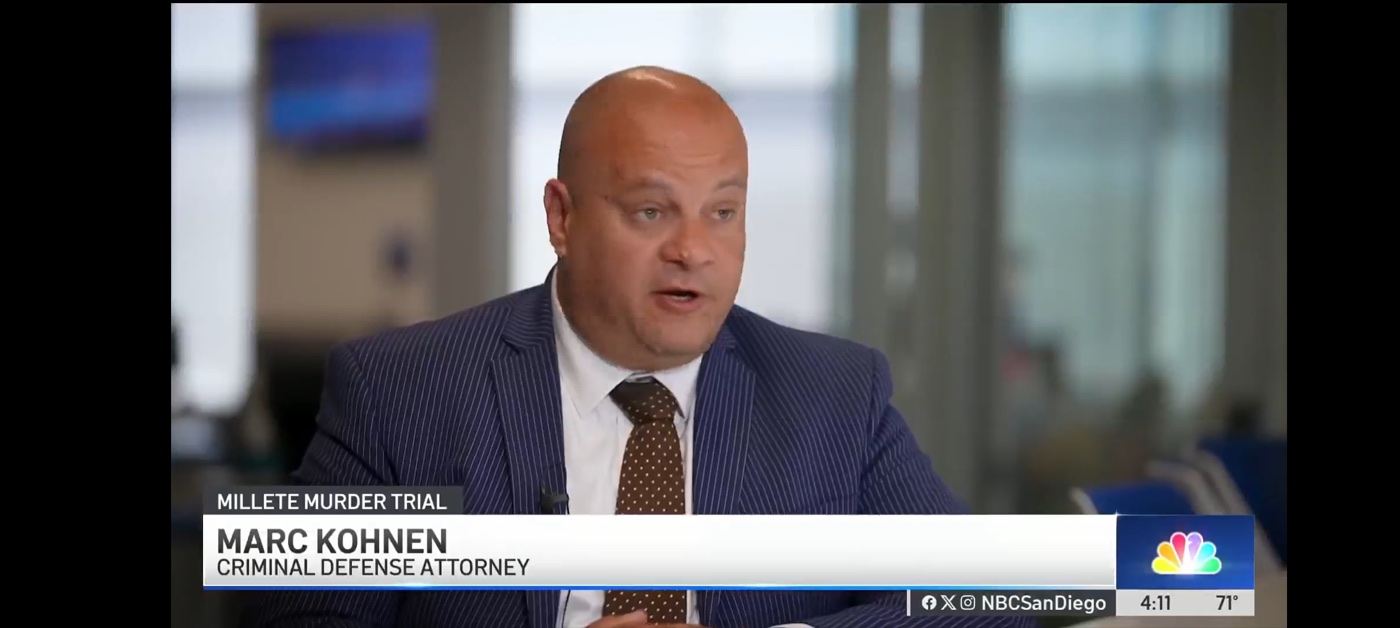 Criminal defense attorney Marc Kohnen providing legal commentary on the Millete murder trial for NBC 7 San Diego